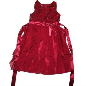 American Princess 👗 Red Sleeveless Floral Accents Formal Dress Size 16